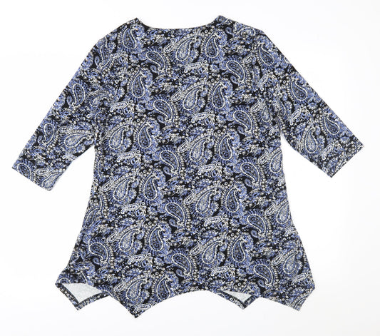 Tigi Womens Blue Paisley  Basic Blouse Size 10