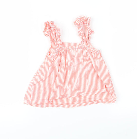 Nutmeg Girls Pink Striped  Pinafore/Dungaree Dress  Size 6-9 Months
