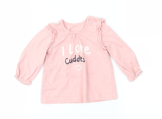 Matalan Girls Pink   Basic T-Shirt Size 3-6 Months