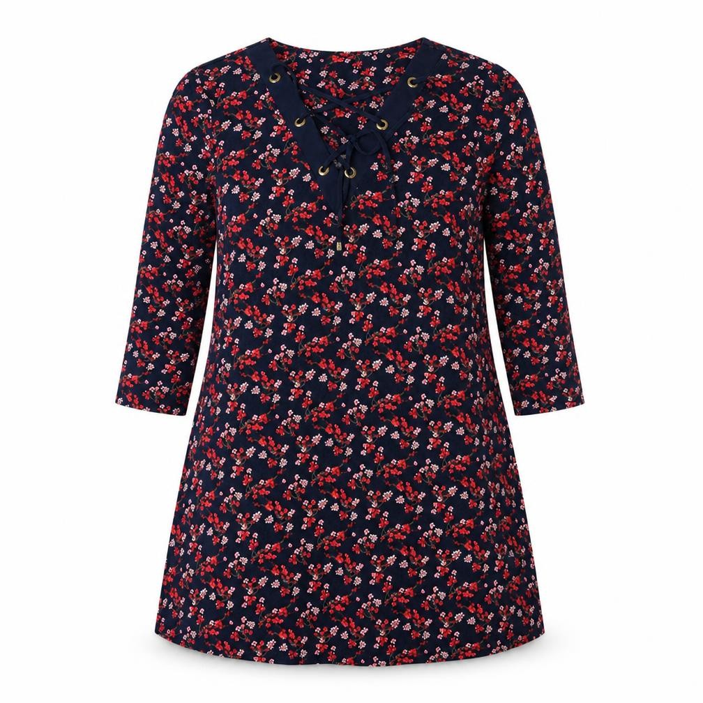 Bonmarché Womens Blue Floral A-Line Size 12