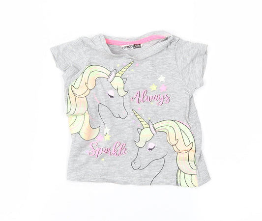 Pep&Co Girls Grey   Basic T-Shirt Size 9-12 Months