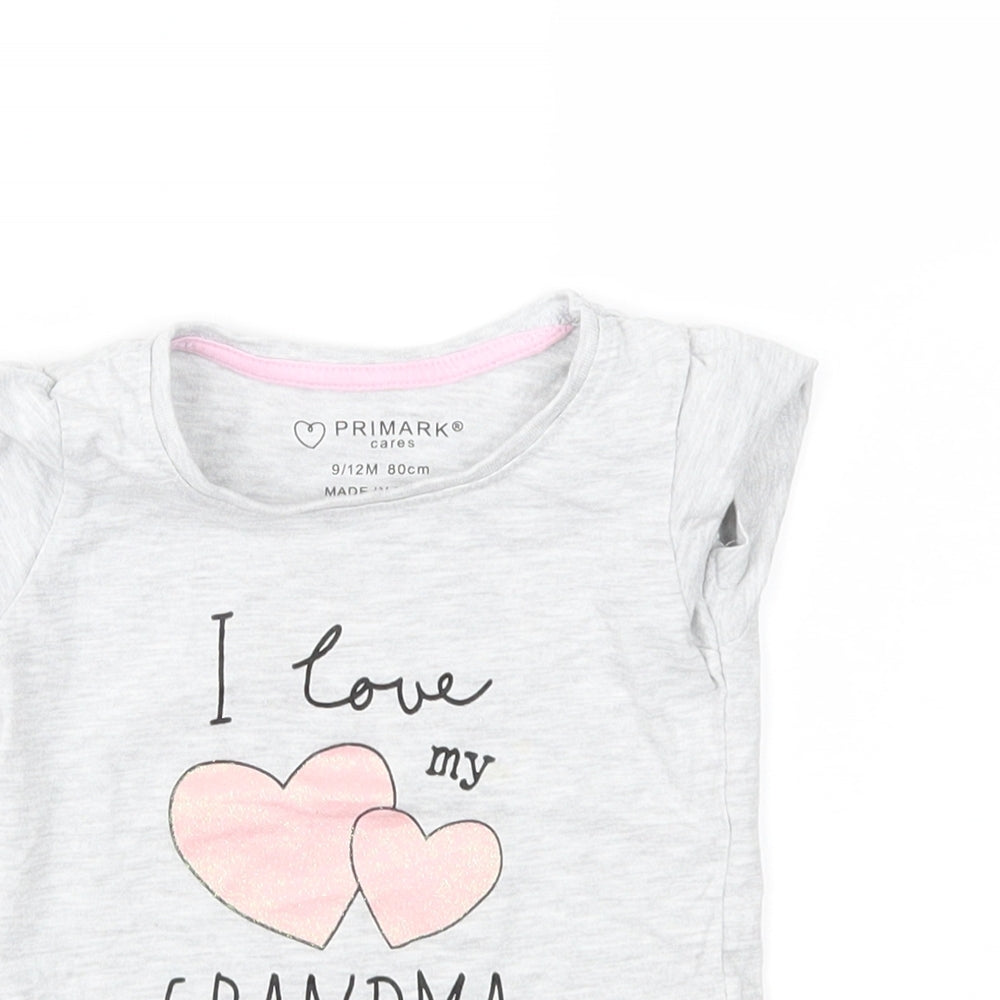Primark Girls Grey   Basic T-Shirt Size 9-12 Months