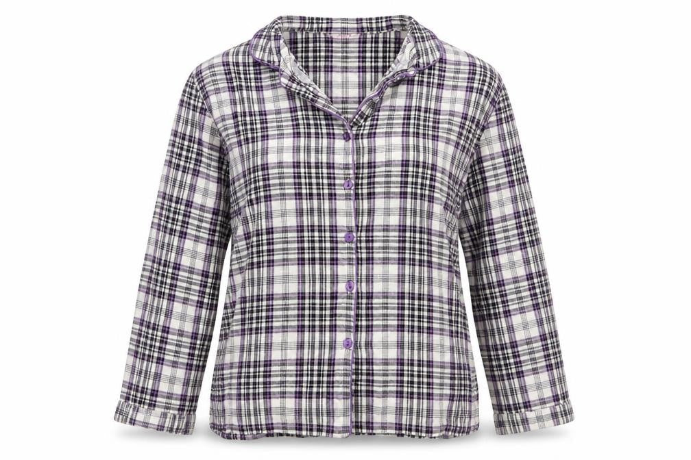 La Senza Womens White Check  Basic Button-Up Size M