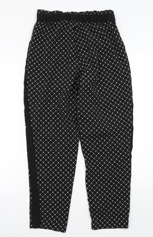 H&M Womens Black Floral  Trousers  Size 10 L25 in