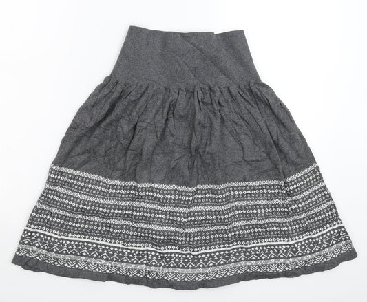 Switch Womens Grey Geometric Knit A-Line Skirt Size M