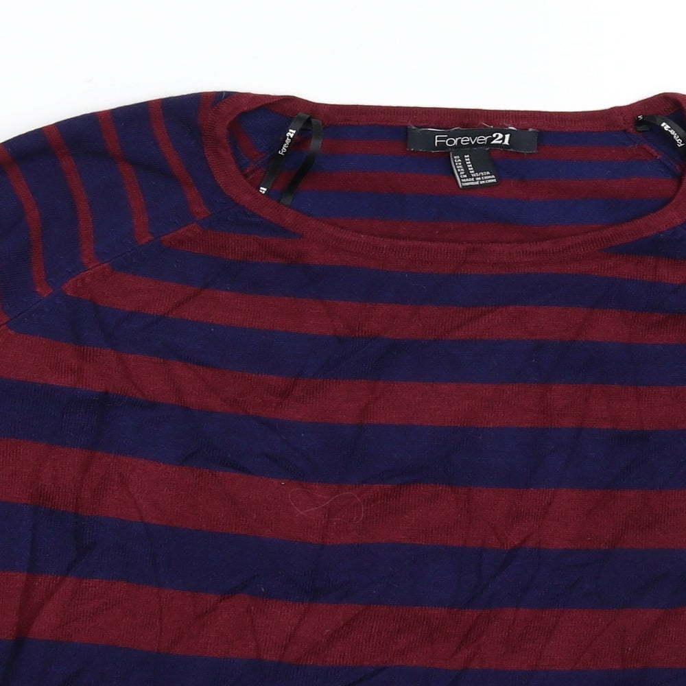 FOREVER 21 Womens Multicoloured Striped Knit Pullover Jumper Size M