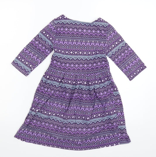 Faded Glory Girls Purple Geometric  Fit & Flare  Size 6 Years