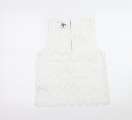 New Look Womens White Floral  Basic Blouse Size 10
