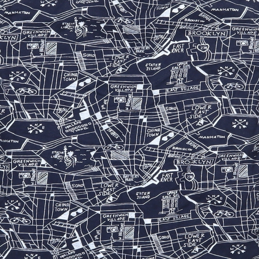 Primark Boys Blue Geometric Jersey Basic T-Shirt Size 7-8 Years  - New York Map Print