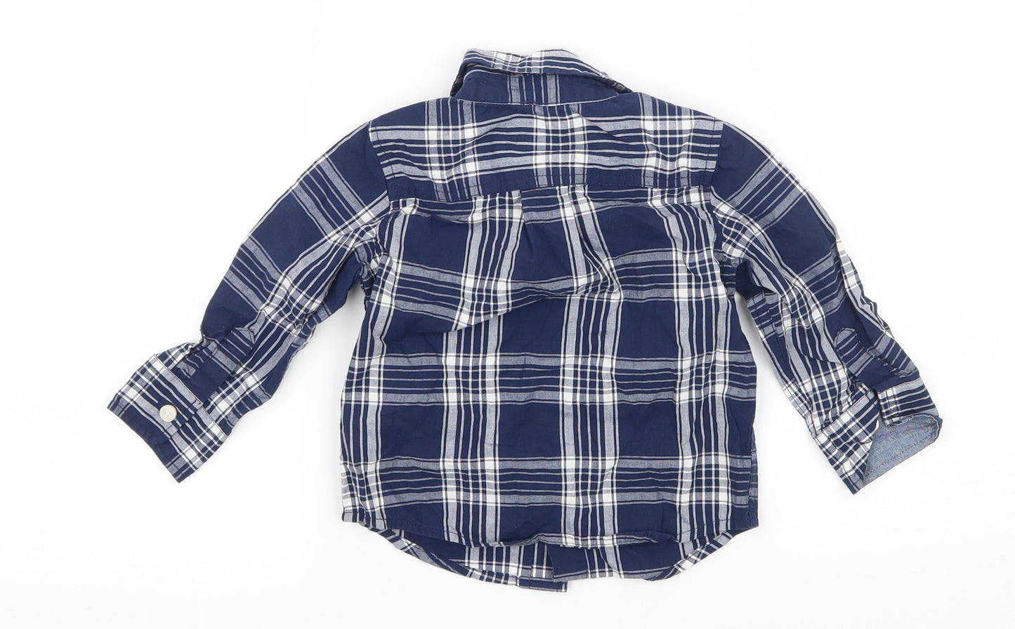 Gap Boys Blue Plaid  Basic Button-Up Size 12-18 Months