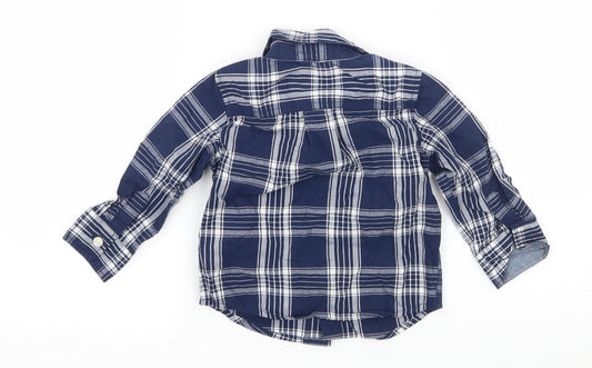Gap Boys Blue Plaid  Basic Button-Up Size 12-18 Months