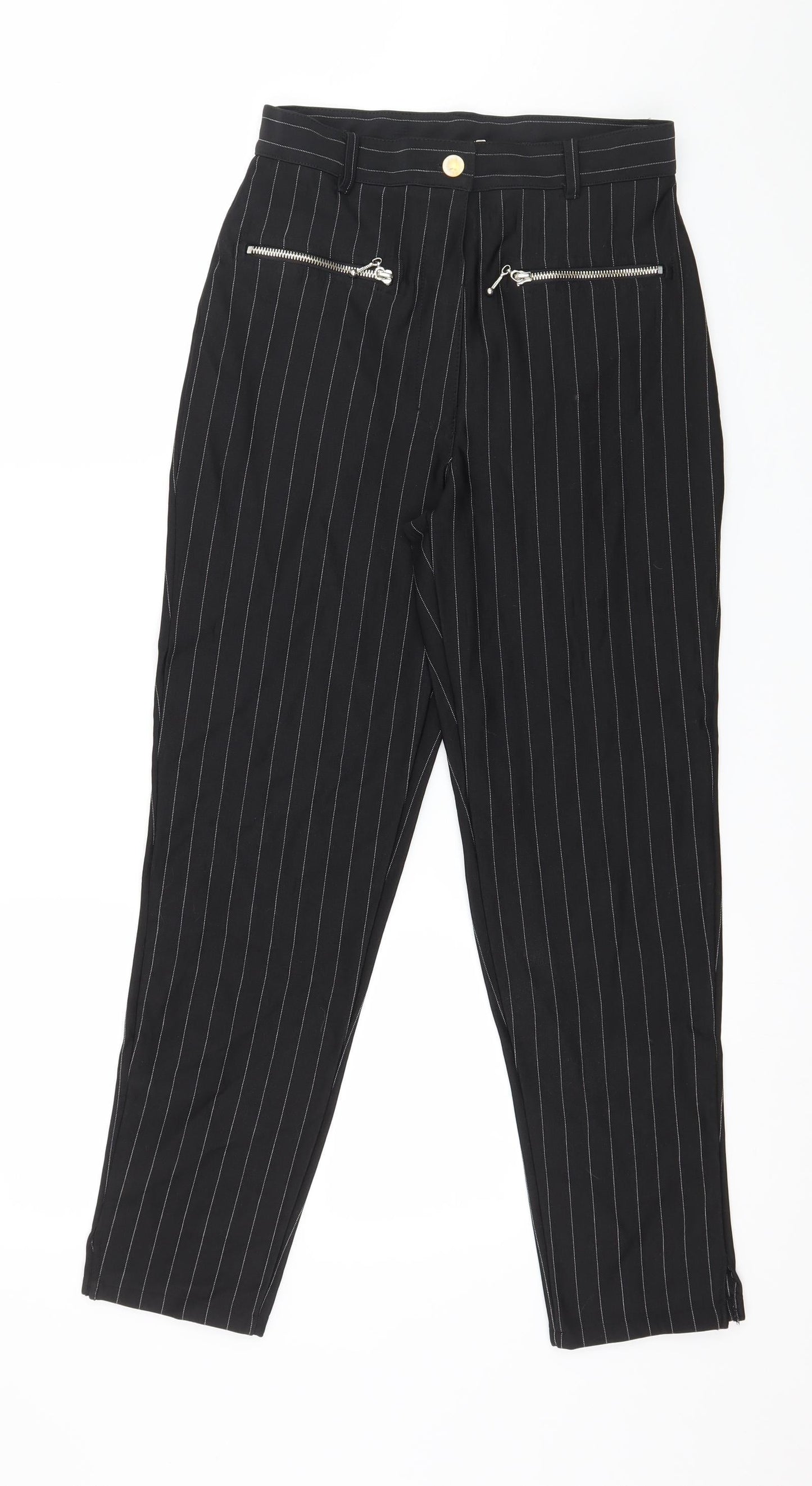 Preworn Womens Black Striped  Trousers  Size 27 in L26 in