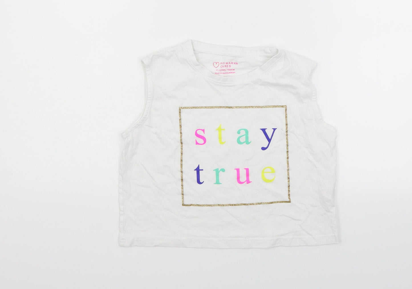 Primark Girls White   Basic T-Shirt Size 11-12 Years
