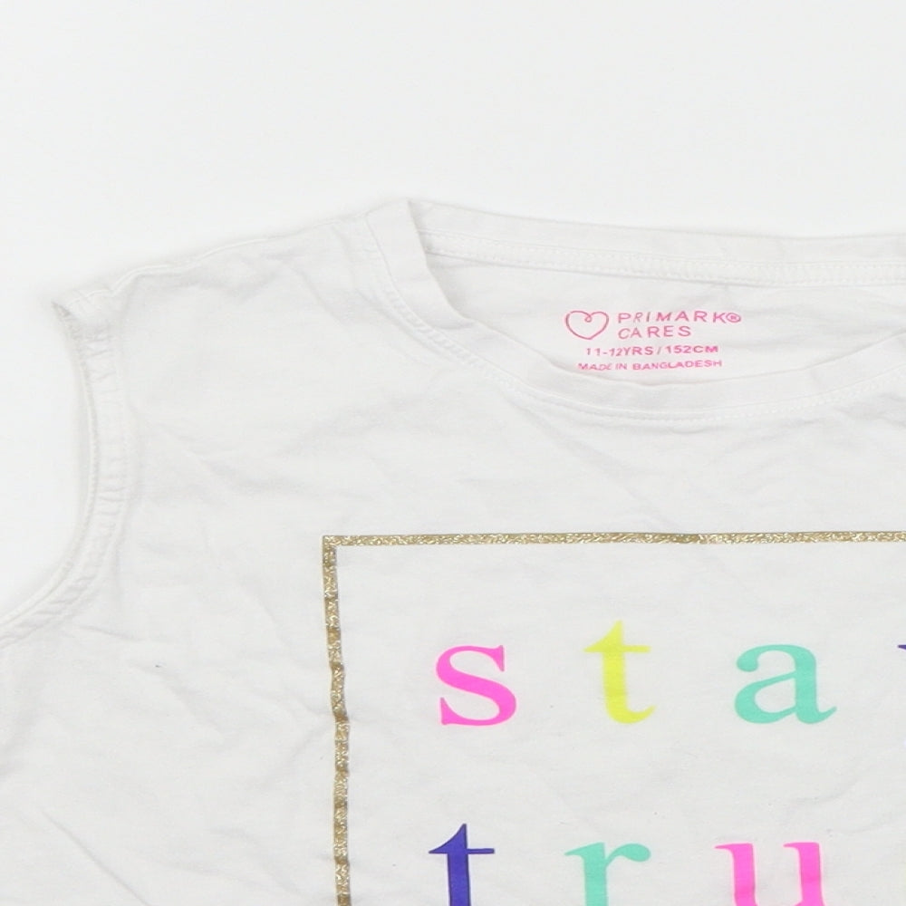 Primark Girls White   Basic T-Shirt Size 11-12 Years