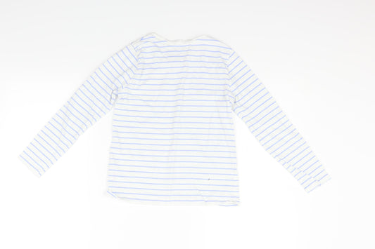 George Girls White Striped  Basic T-Shirt Size 9-10 Years