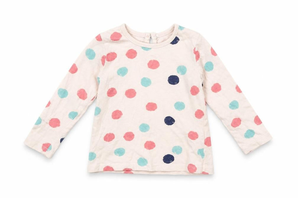 Denim & Co. Girls Pink Polka Dot  Basic T-Shirt Size 12-18 Months