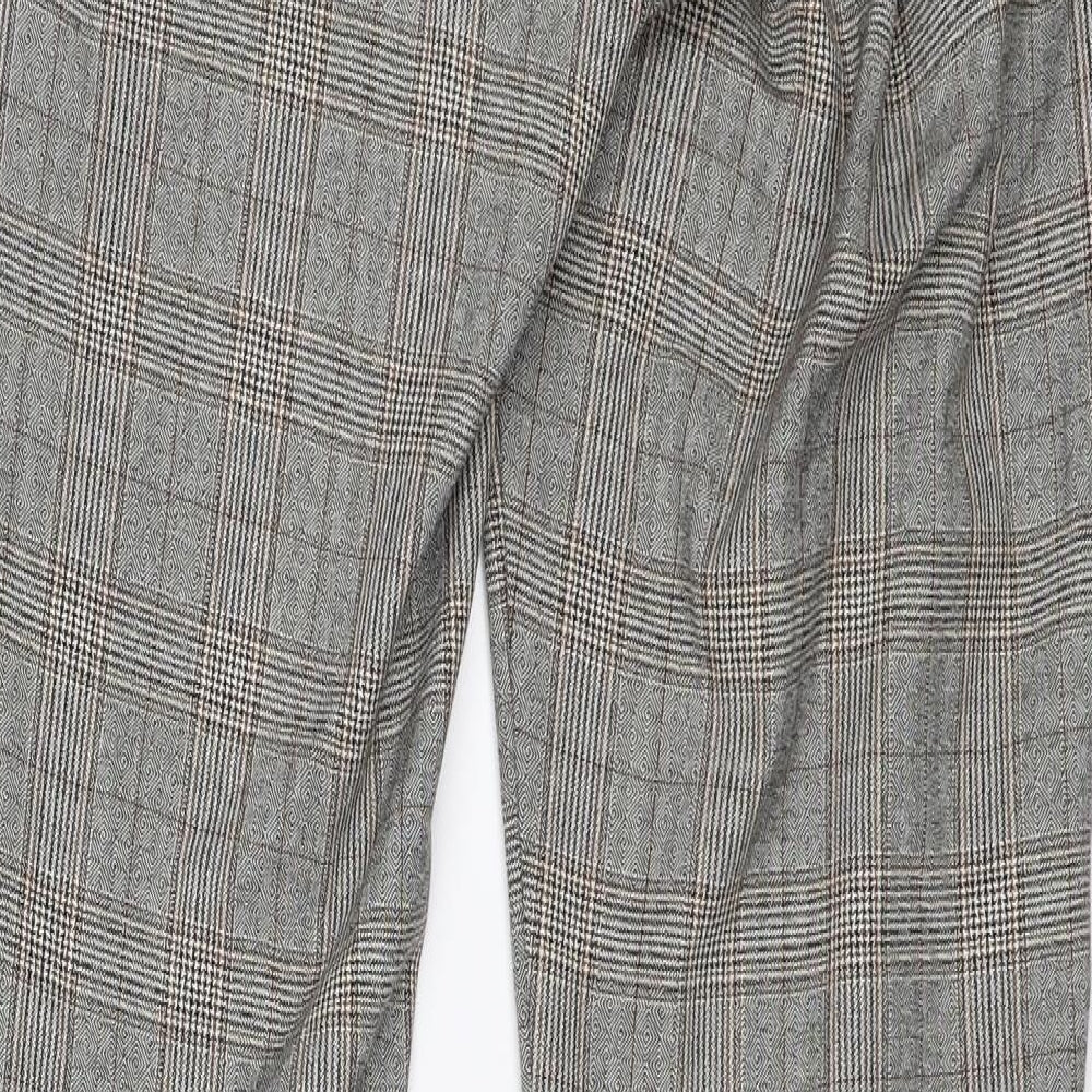 Zara Womens Grey Plaid  Trousers  Size M L25 in