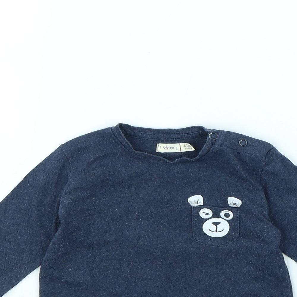 Sfera Girls Blue   Basic T-Shirt Size 6-9 Months  - BEAR