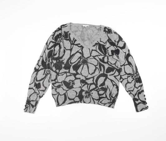 Country Club Womens Grey Floral  Pullover Jumper Size L