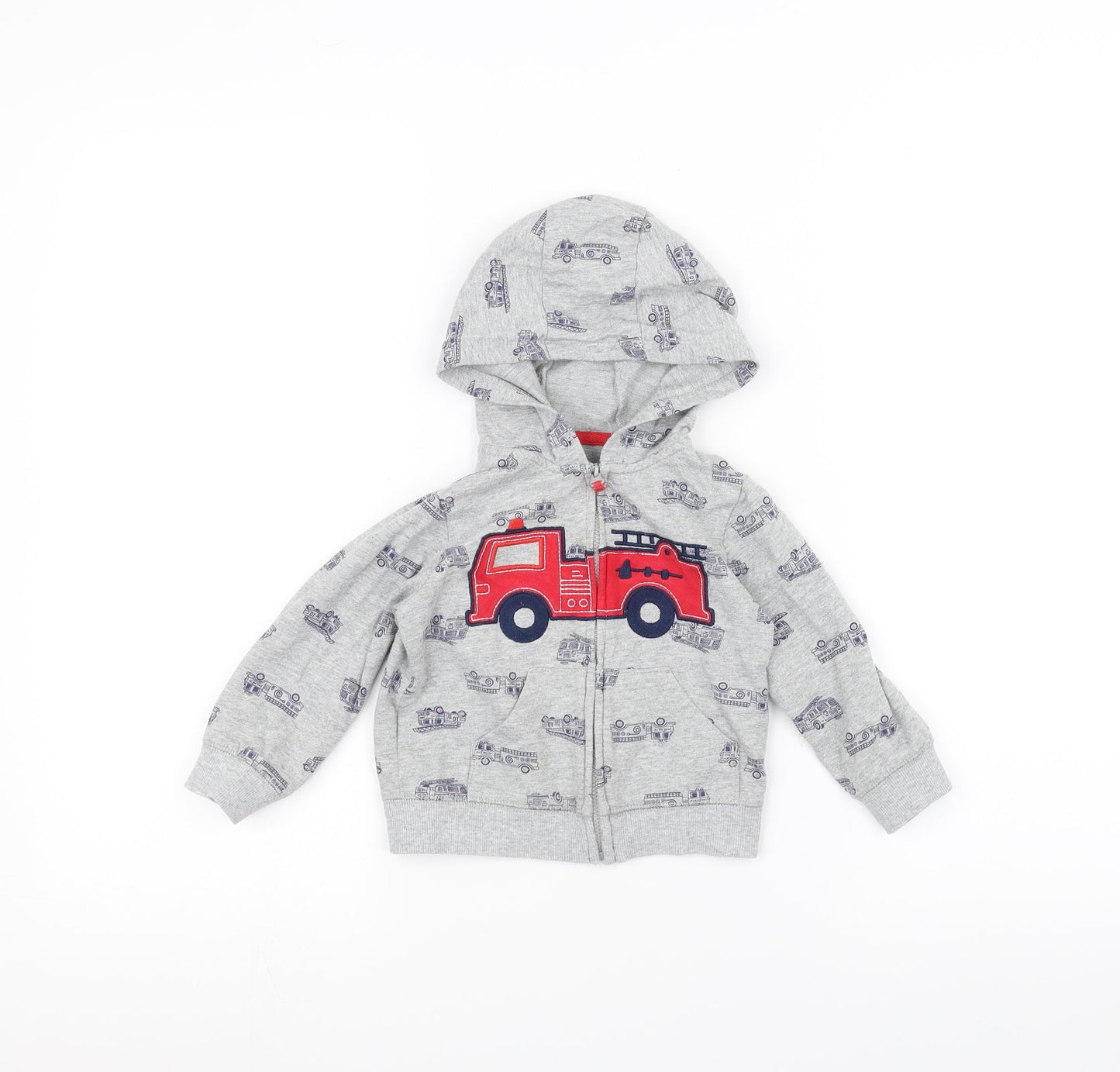 Preworn Baby Grey   Jacket  Size 18 Months  - Fire Engine