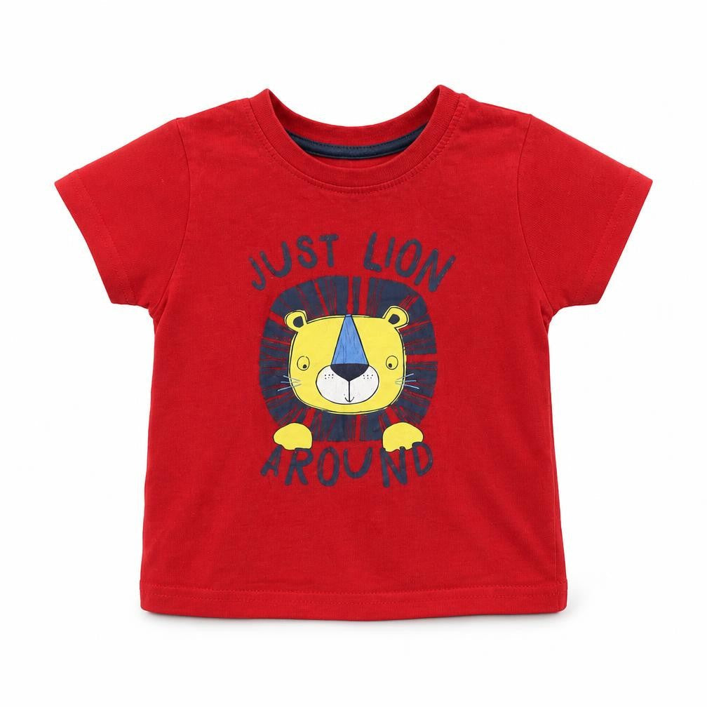 Primark Baby Red   Basic T-Shirt Size 9-12 Months  - Lion