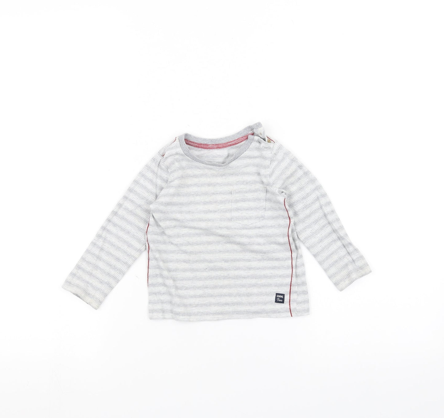 Mothercare Baby Grey Striped  Basic T-Shirt Size 9-12 Months