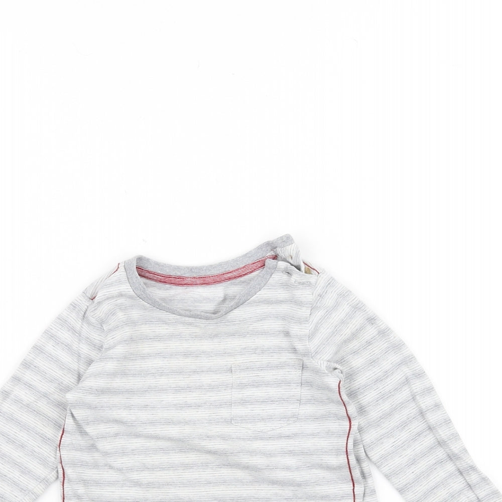 Mothercare Baby Grey Striped  Basic T-Shirt Size 9-12 Months