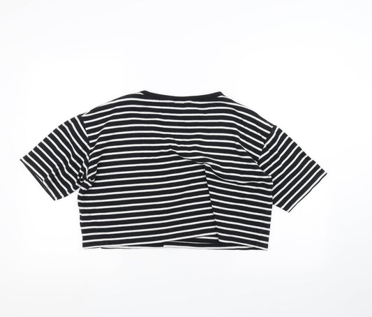 New Look Womens White Striped  Basic T-Shirt Size 12