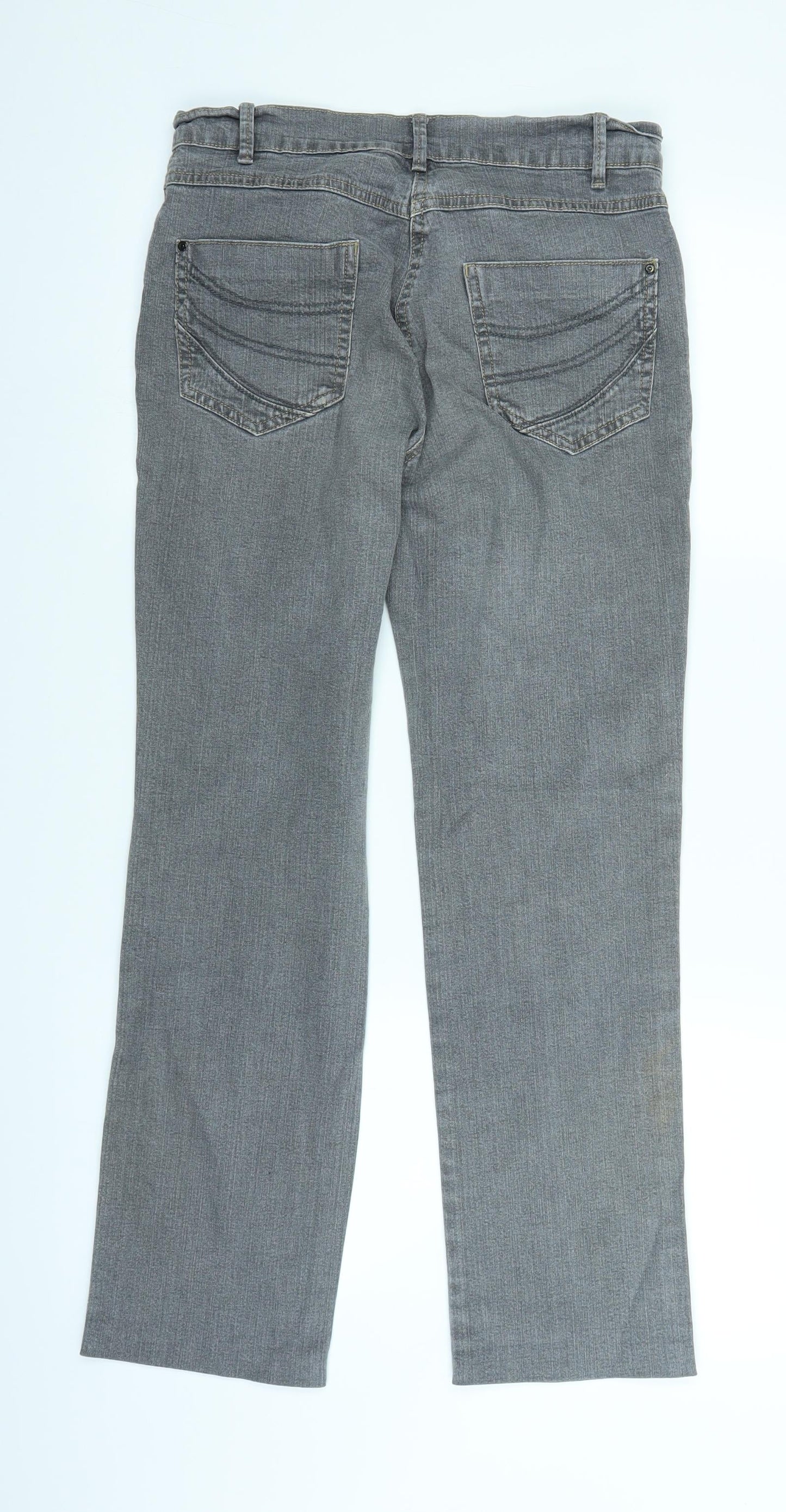 Marks and Spencer Womens Grey  Denim Straight Jeans Size 10 L26 in