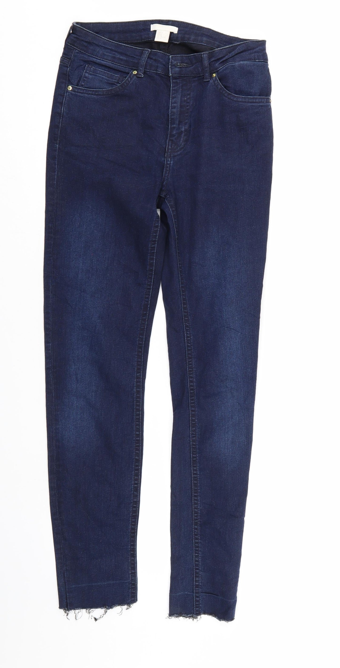 H&M Womens Blue  Denim Straight Jeans Size 8 L28 in