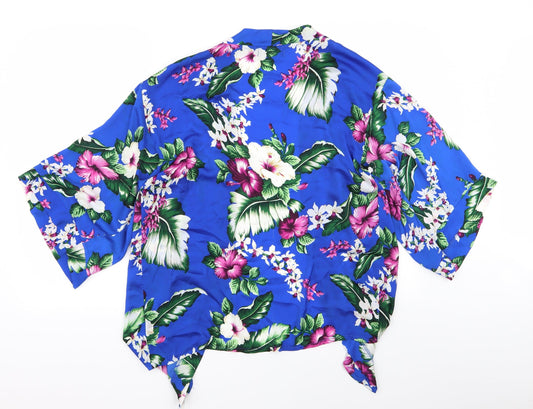misguided Womens Blue Floral  Basic Blouse Size 8