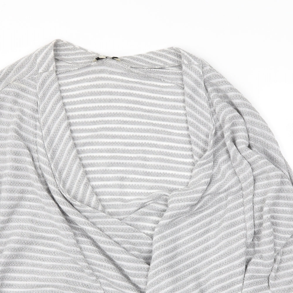 Papaya Womens Grey Striped  Wrap Jumper Size 8
