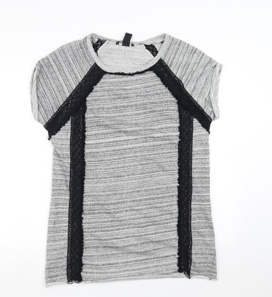 H&M Womens Grey   Pullover Sweatshirt Size S  - crochet detail