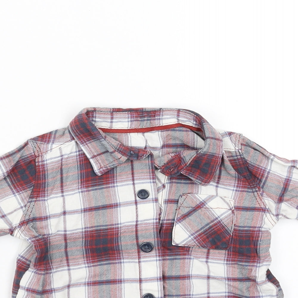 George Boys Red Plaid  Basic Button-Up Size 3-6 Months