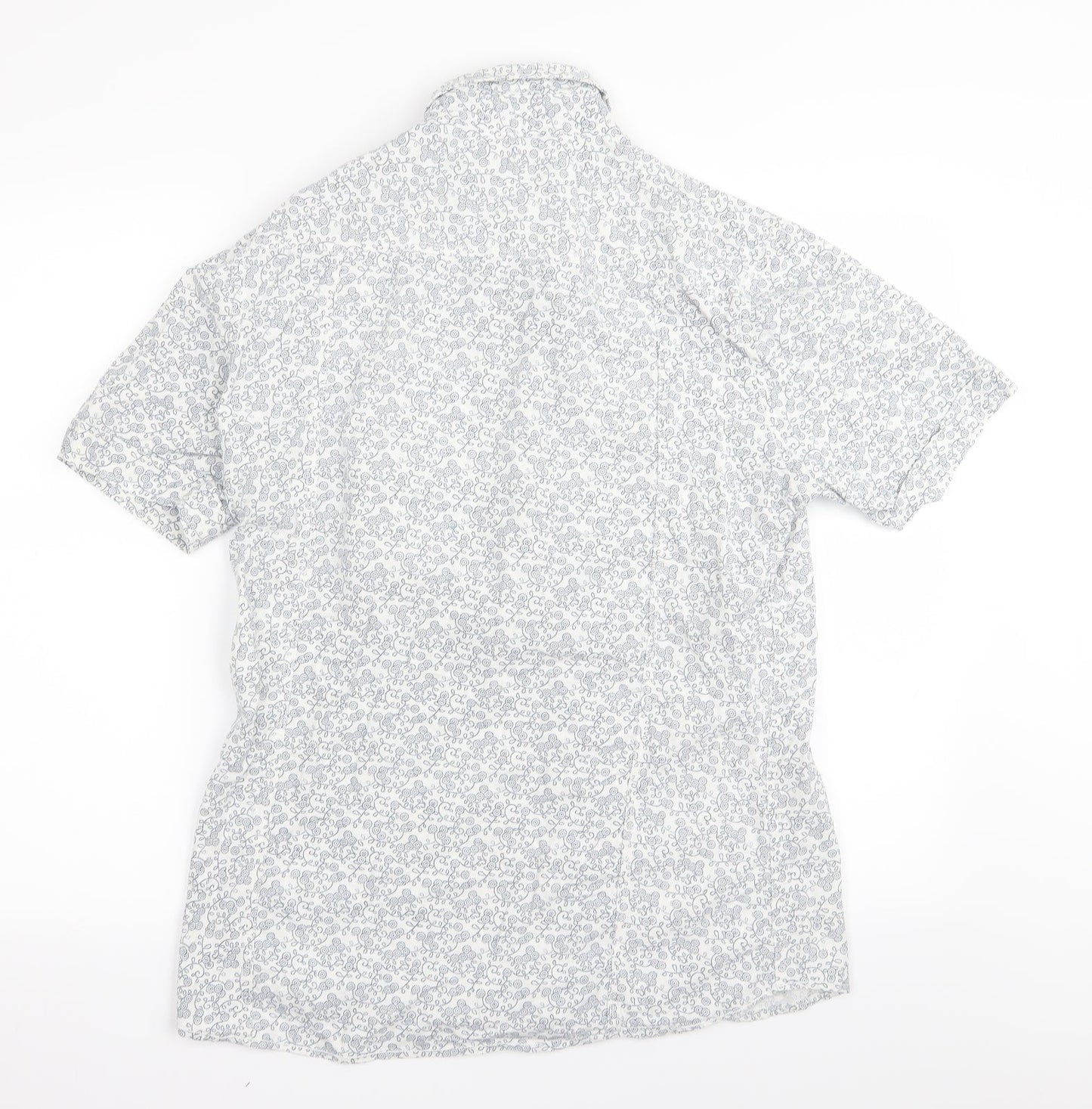 outrage Mens White Floral   Button-Up Size 15.5