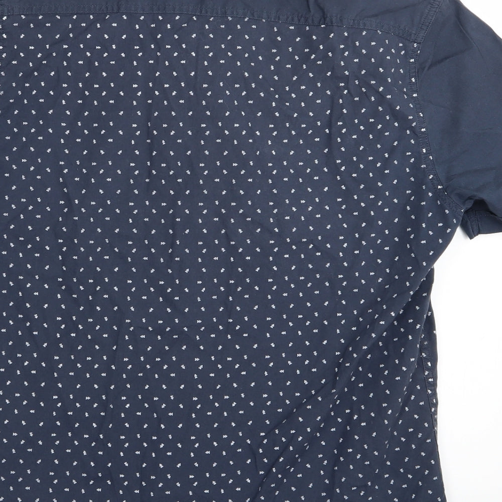 Easy Mens Blue Polka Dot   Button-Up Size M