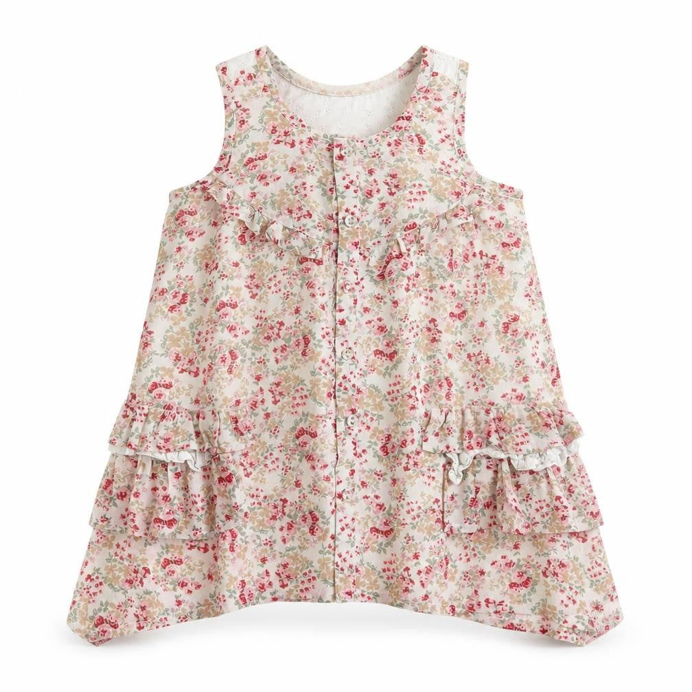 Tu Girls Beige Floral  Tunic Button-Up Size 5 Years