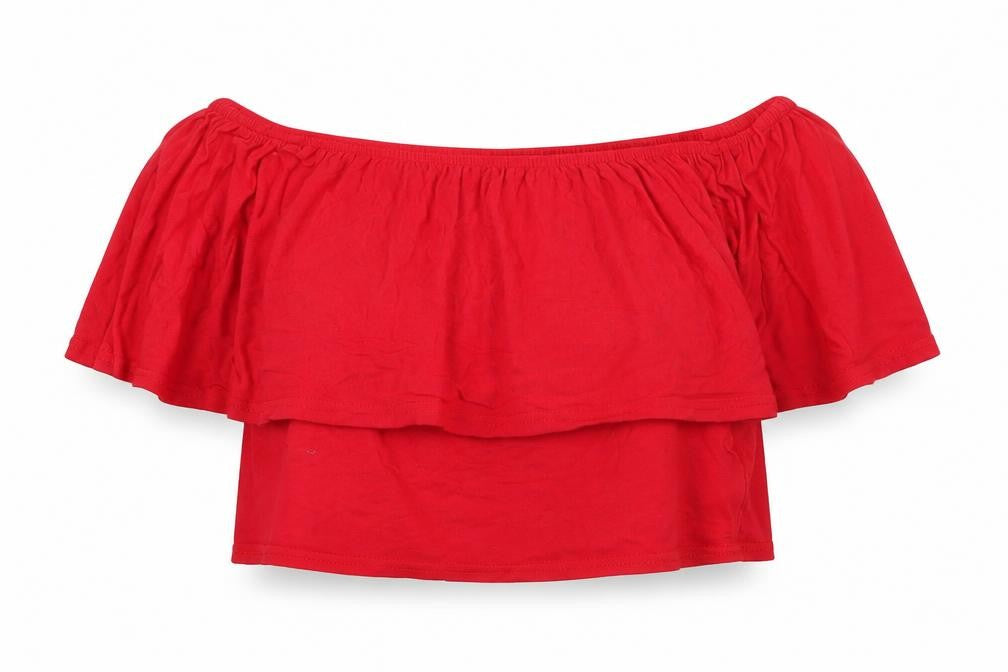 Boohoo Womens Red   Cropped Blouse Size 14