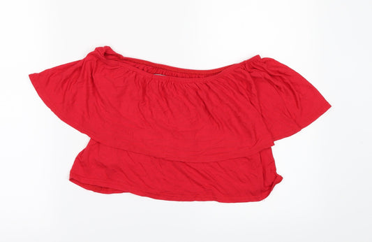 Boohoo Womens Red   Cropped Blouse Size 14