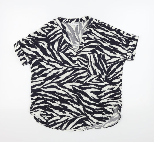 wearhouse Womens Blue Geometric  Basic Blouse Size 6