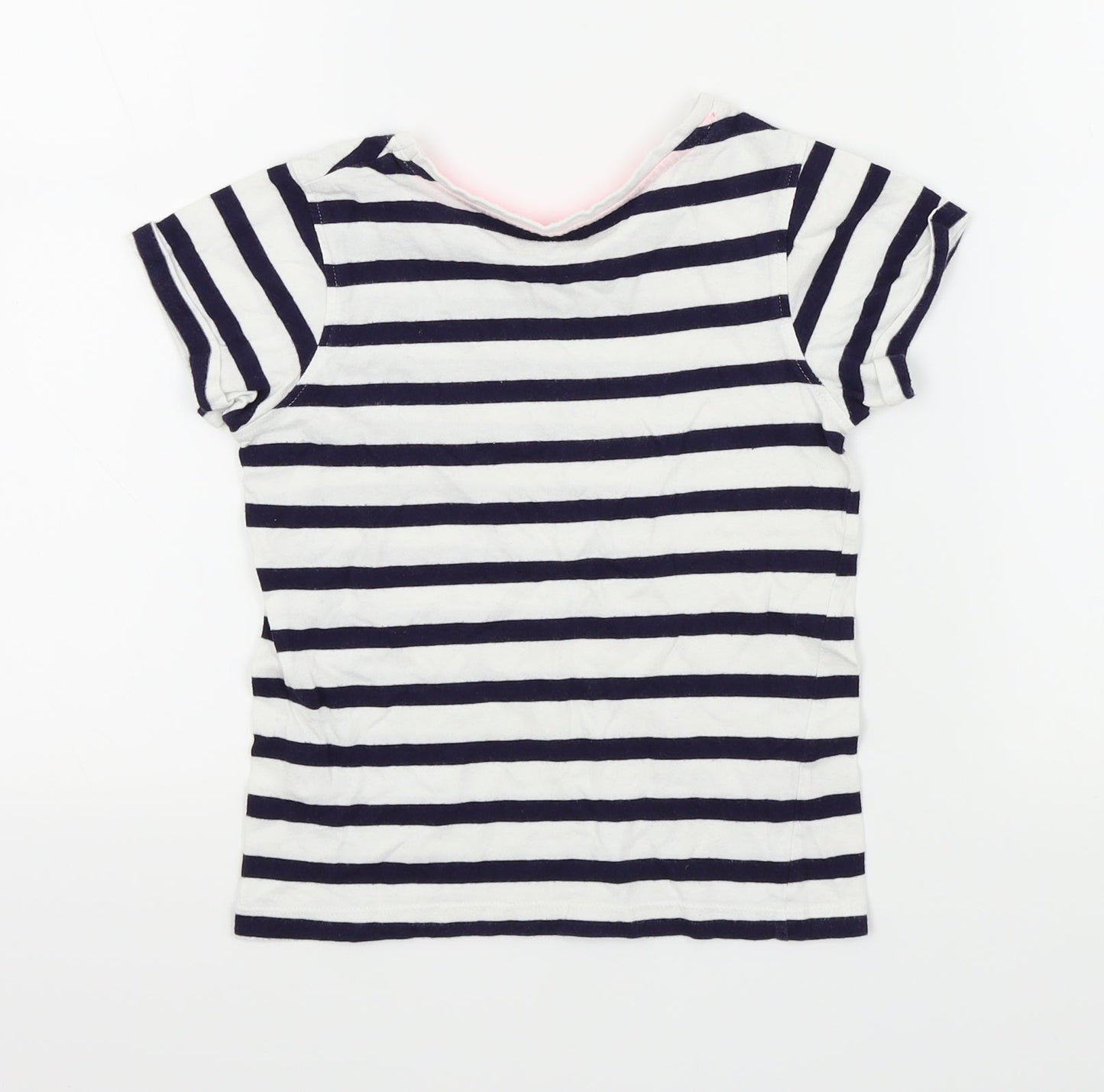 YD Girls Blue Striped  Basic T-Shirt Size 7 Years