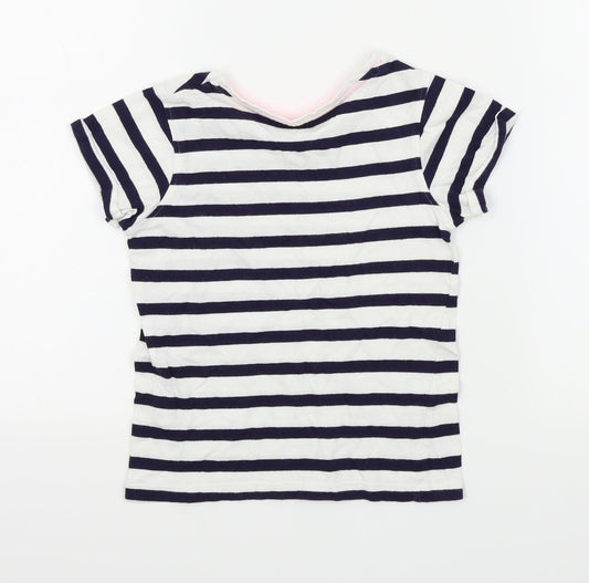 YD Girls Blue Striped  Basic T-Shirt Size 7 Years