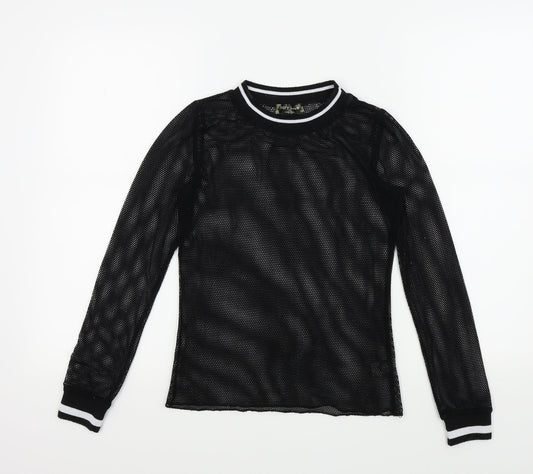 IVORY LOVE Womens Black Colourblock  Basic T-Shirt Size S
