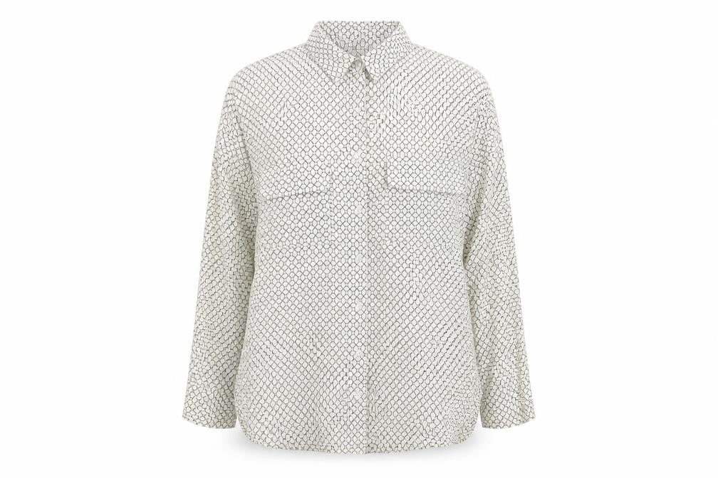 New Look Womens White Geometric  Basic Button-Up Size 6