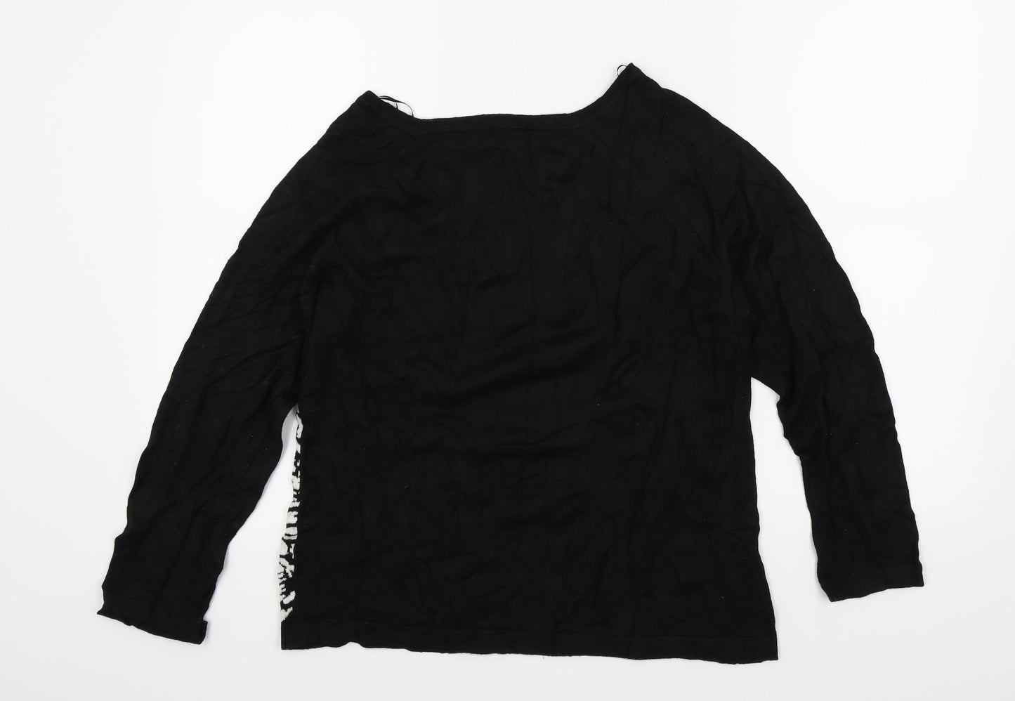 M&Co Womens Black Geometric  Pullover Jumper Size 20