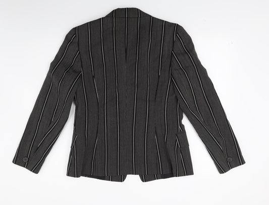 Betty Barclay Womens Grey Striped  Jacket Blazer Size 12