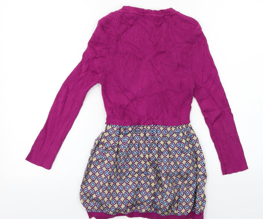 United Colours of Benetton  Womens Purple Herringbone  Cardigan Jumper Size S