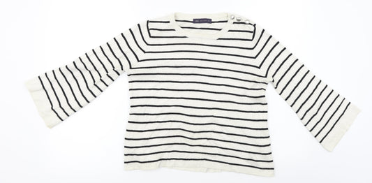 Marks and Spencer  Womens White Striped  Pullover Jumper Size 10