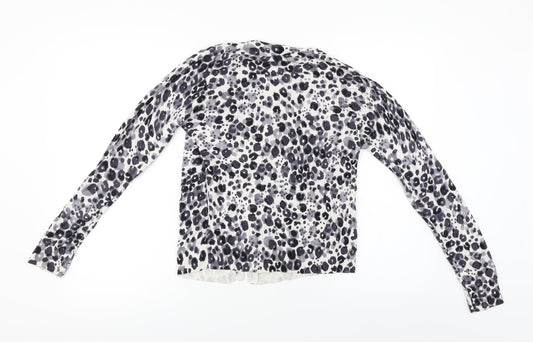 LOFT  Womens White Animal Print  Cardigan Jumper Size M