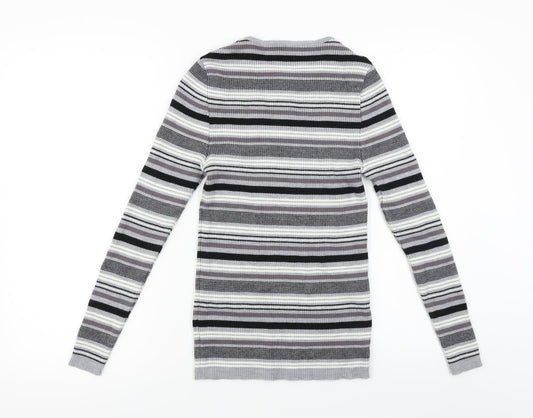 Preworn  Womens Grey Striped  Pullover Jumper Size 12